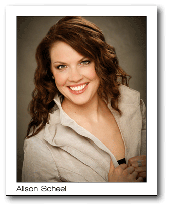 Example of the completed woman's headshot in a traditional layout with name plate attached at bottom. 