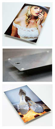 Details and examples of Metal High Gloss wall mount art prints.  